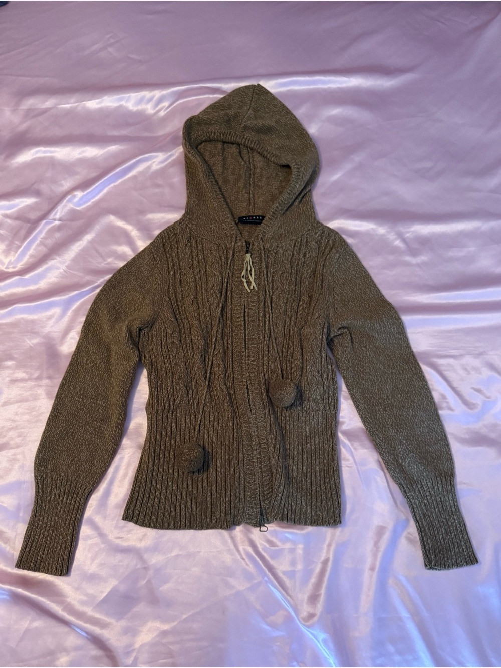 Axcess Brown Hooded Cable Zip Cardigan
